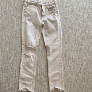 Mother cream straight leg jeans. Distressed. Size 27.